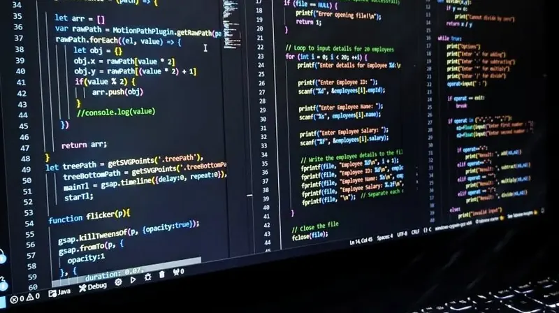 Code on a screen