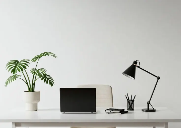 An empty office with desks and natural light