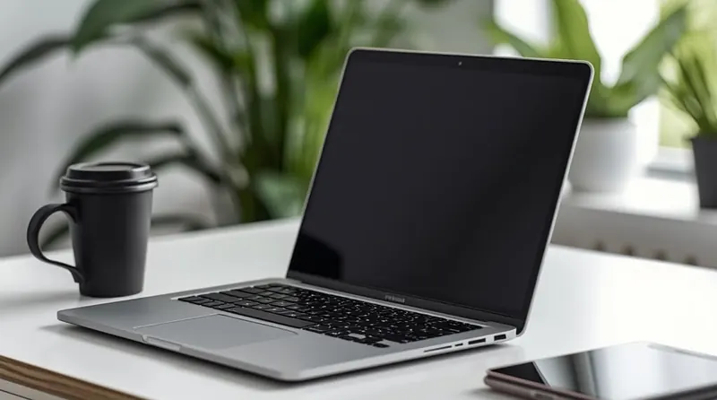 A laptop on a desk