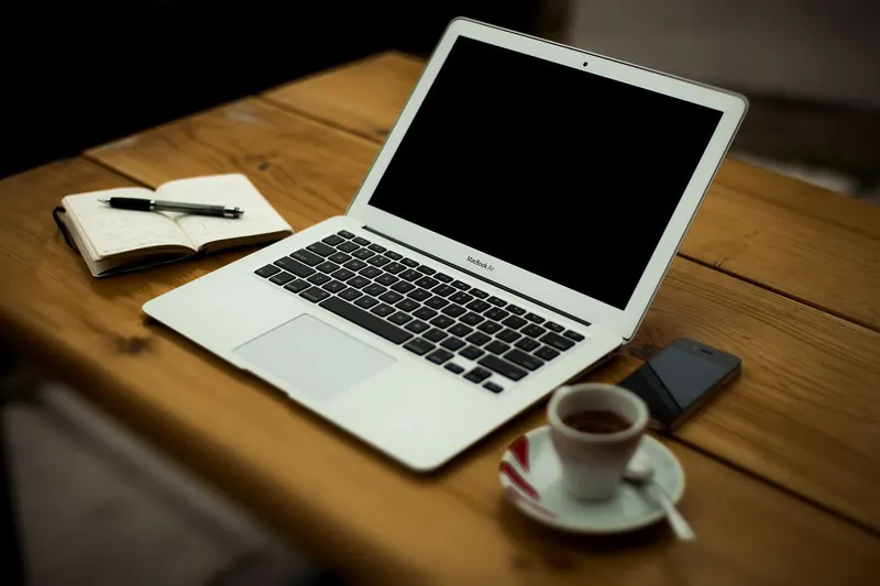 A laptop on a desk