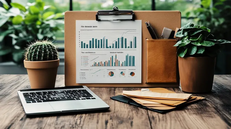 Printed reports and charts on a desk