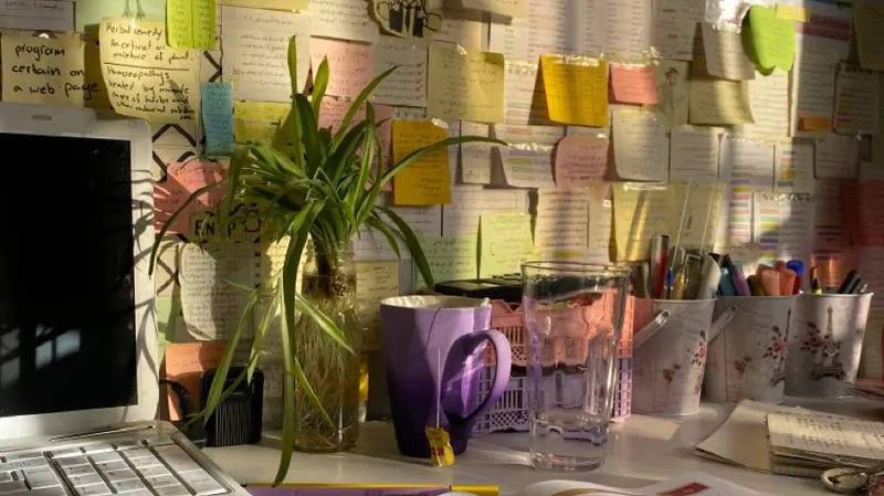 Printed reports and charts on a desk