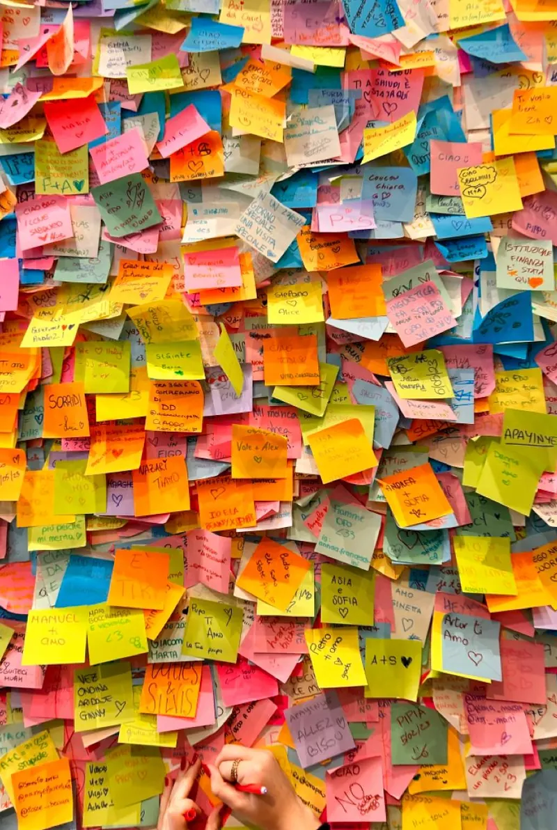 Sticky notes on a planning board