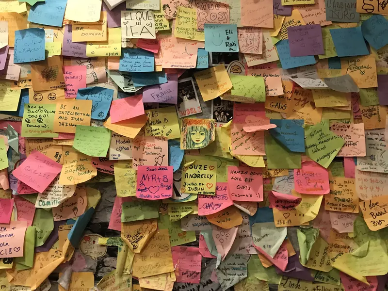 Sticky notes on a planning board