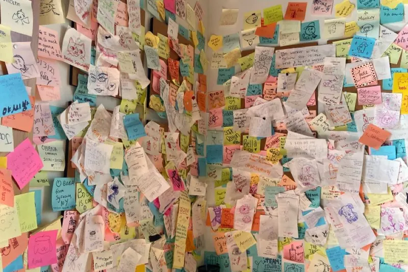 Sticky notes on a planning board