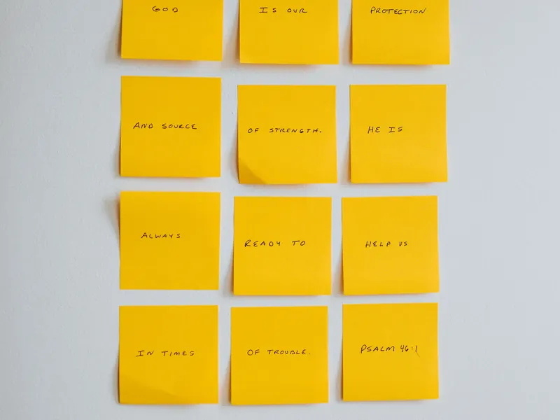 Sticky notes on a planning board