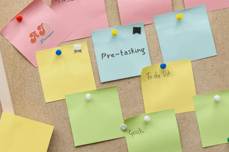 Sticky notes on a planning board