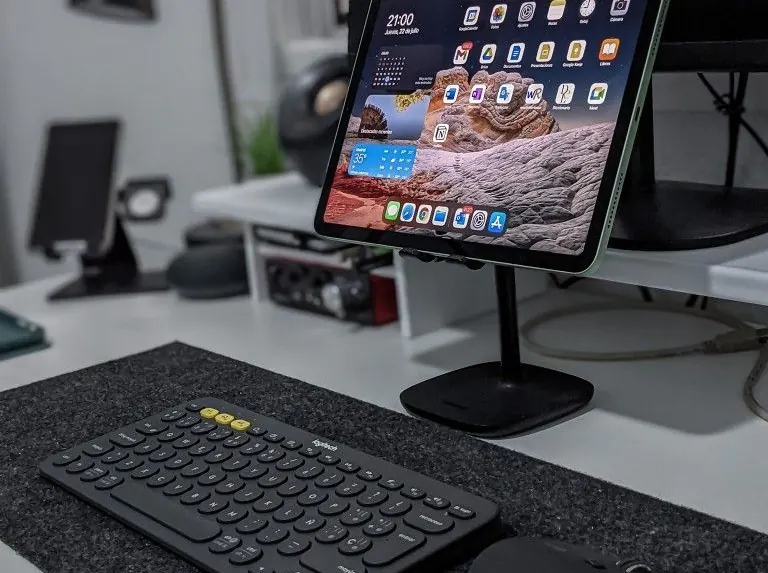 A tablet on a desk