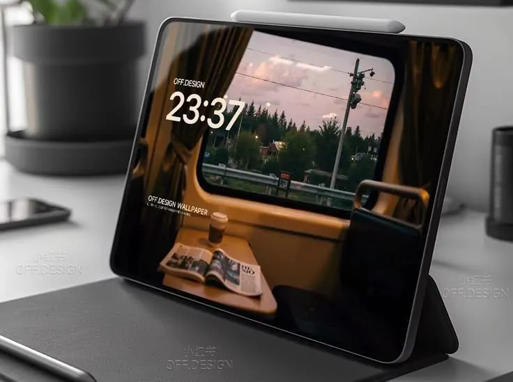 A tablet on a desk