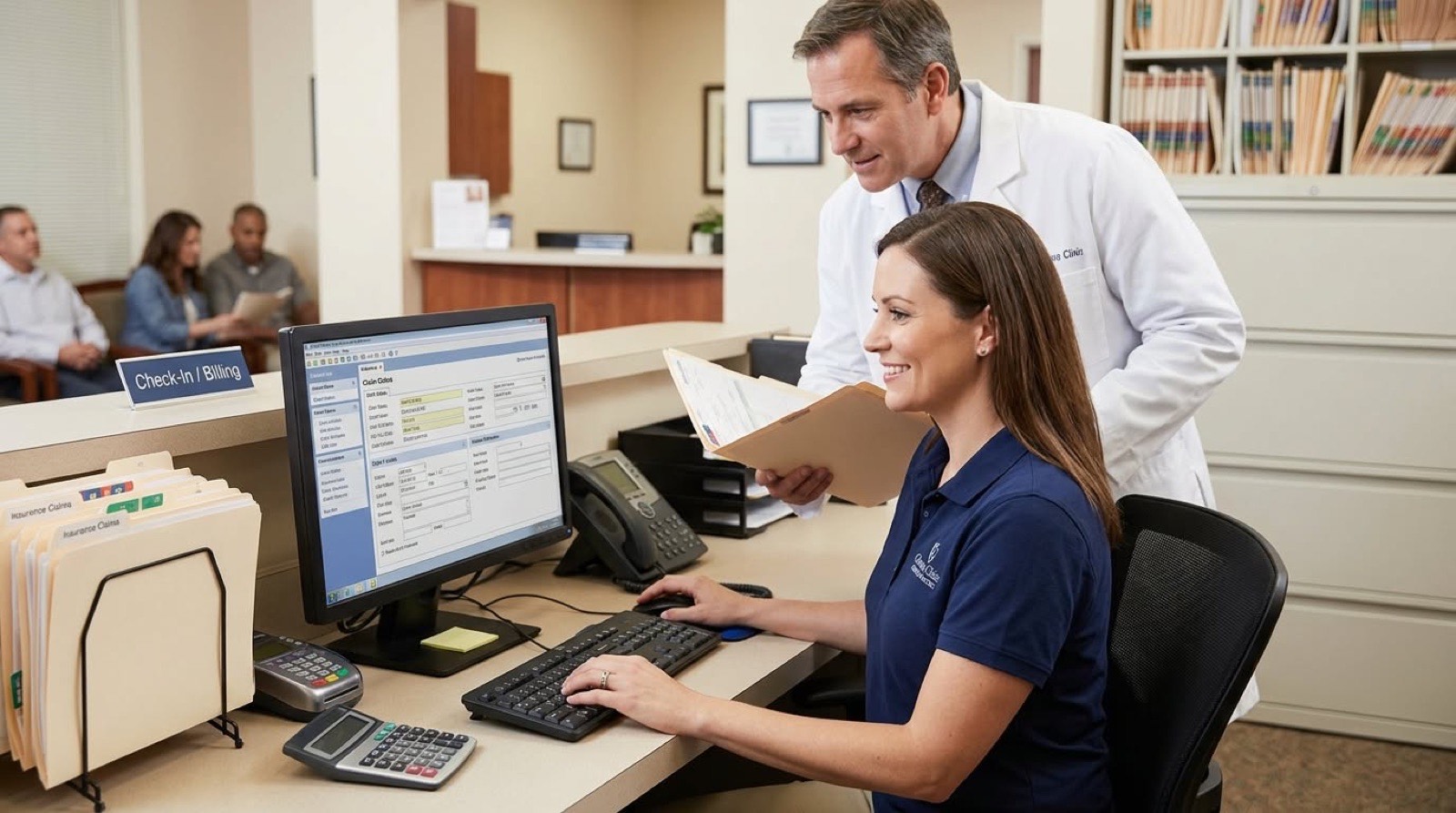 A clinic check-in desk